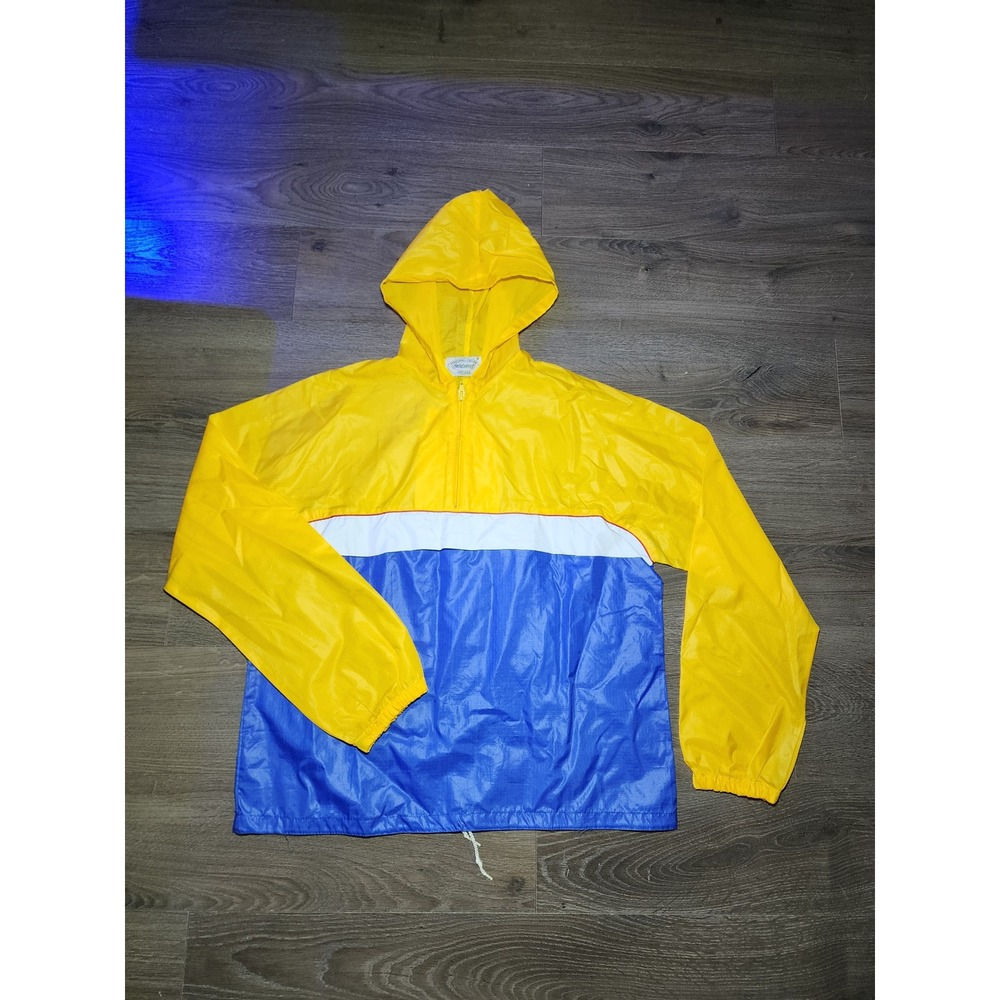 Vintage Marshall Field's Field Sport Anorak Pullover Ripstop Nylon Yellow Blue M